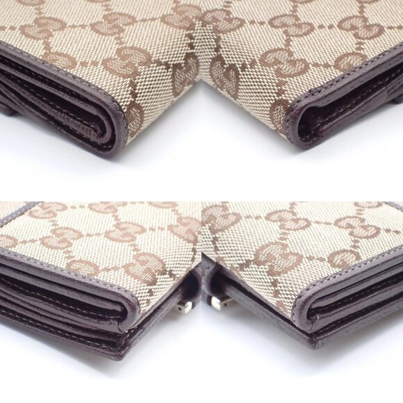 GUCCI Abbey GG Pattern Bifold Wallet Purse Canvas Leather Brown GHW 34YH606Pleas - Picture 7 of 14